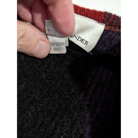 VTG Robben Alexander NY Red Purple Black Wool Plaid Long Fringe Duster Coat Med - Picture 5 of 14